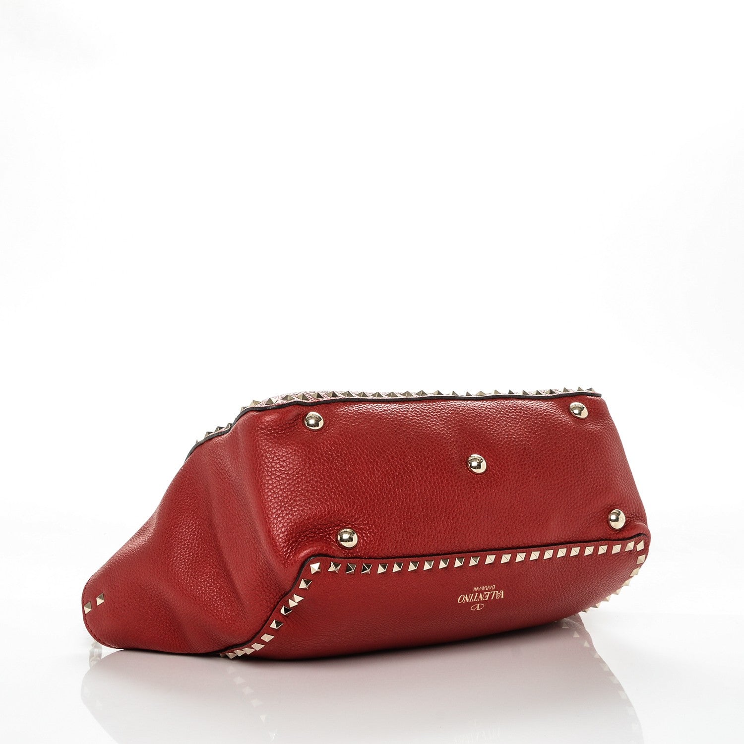 Valentino Garavani Pebbled Calfskin Medium Rockstud Tote Rosso Valentino 4 of 6