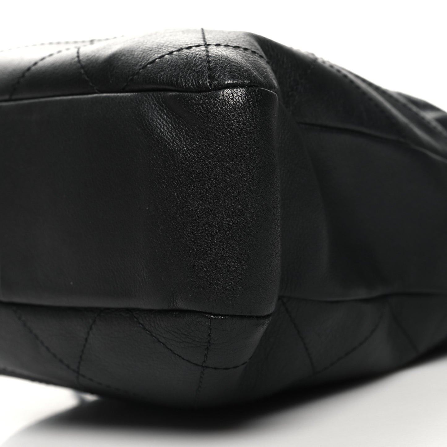 Calfskin Quilted Drawstring Bucket Bag Black