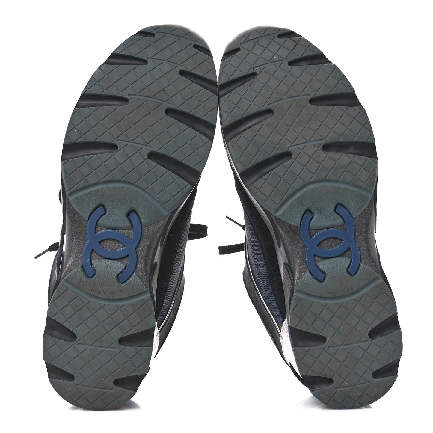 Canvas Suede Calfskin Womens CC Sneakers 40 Dark Blue