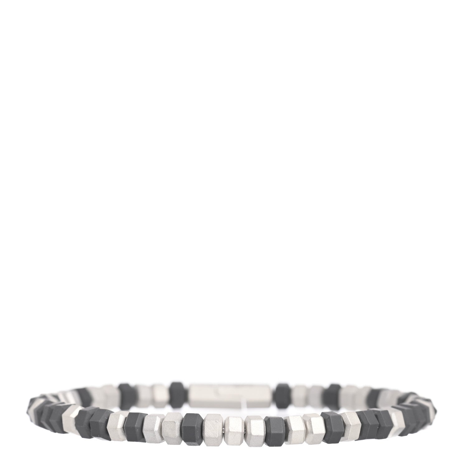 David Yurman Sterling Silver Rubber Mens Hex Bead Bracelet Grey 1 of 4
