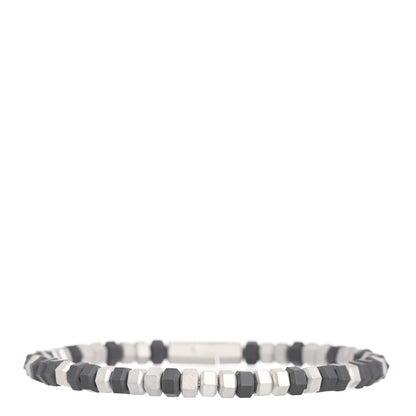 David Yurman Sterling Silver Rubber Mens Hex Bead Bracelet Grey 1 of 4