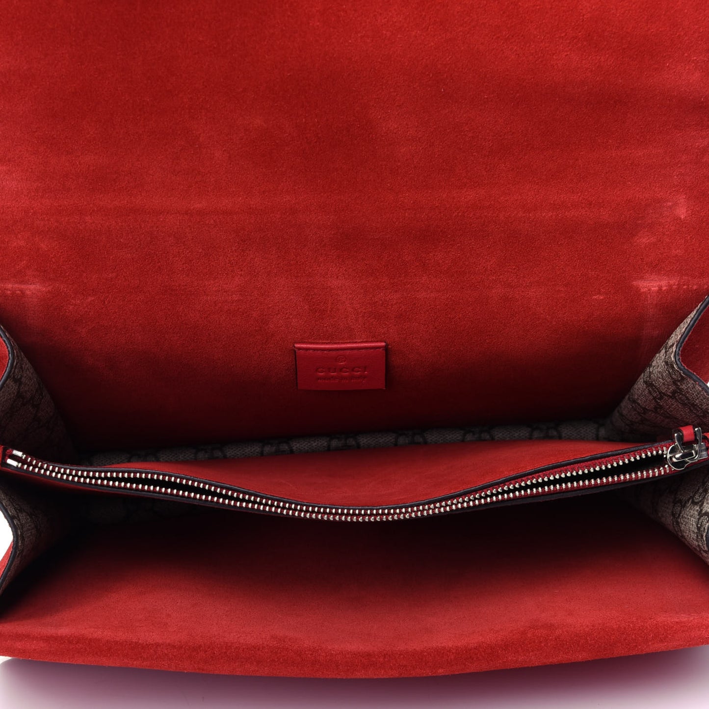 GG Supreme Monogram Suede Cudu Medium Dionysus Shoulder Bag Beige Ebony Vulcanic Red