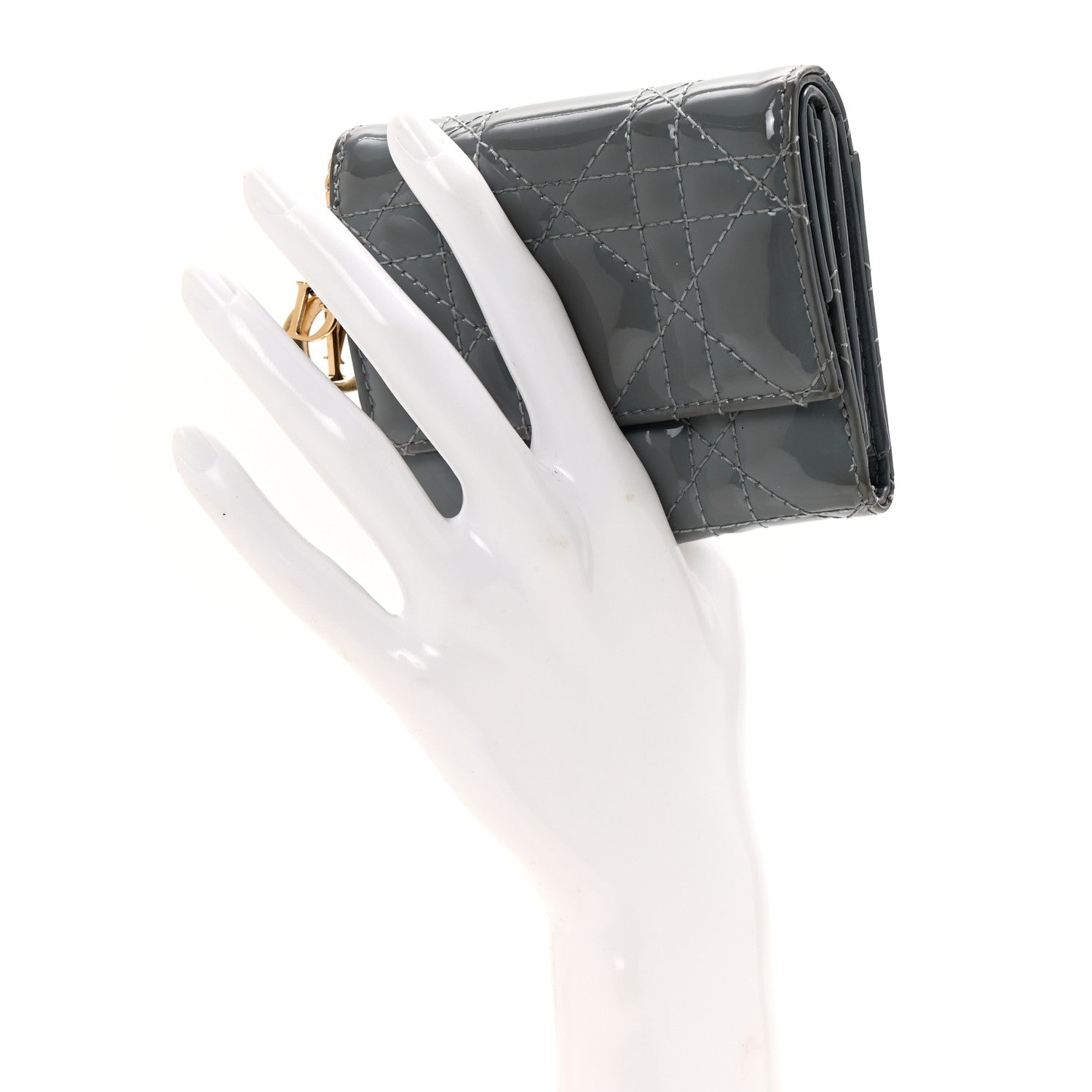 Christian Dior Patent Cannage Lady Dior Lotus Wallet Light Blue 2 of 11
