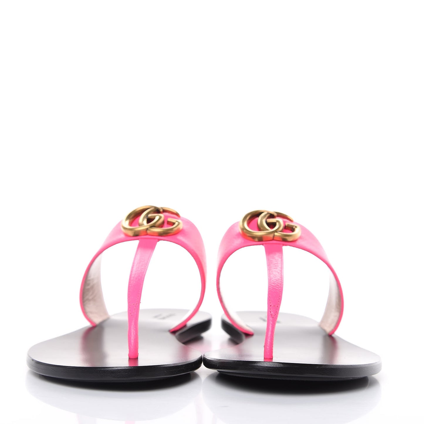 Calfskin GG Marmont Thong Sandals 40.5 Fuxia Fluo