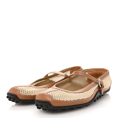 Hermes Crochet Knit Calfskin Kichu Ballet Flats 38 Beige Lin Naturel 4 of 10