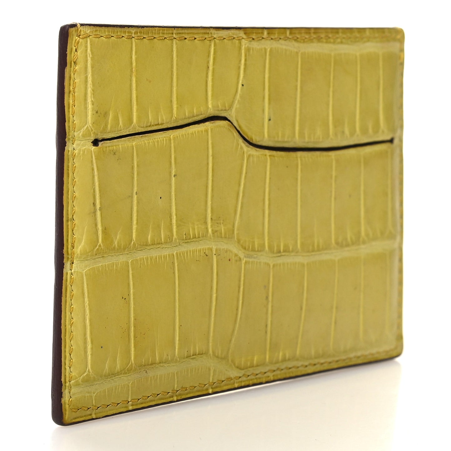 Matte Alligator Petit H Card Case Mimosa