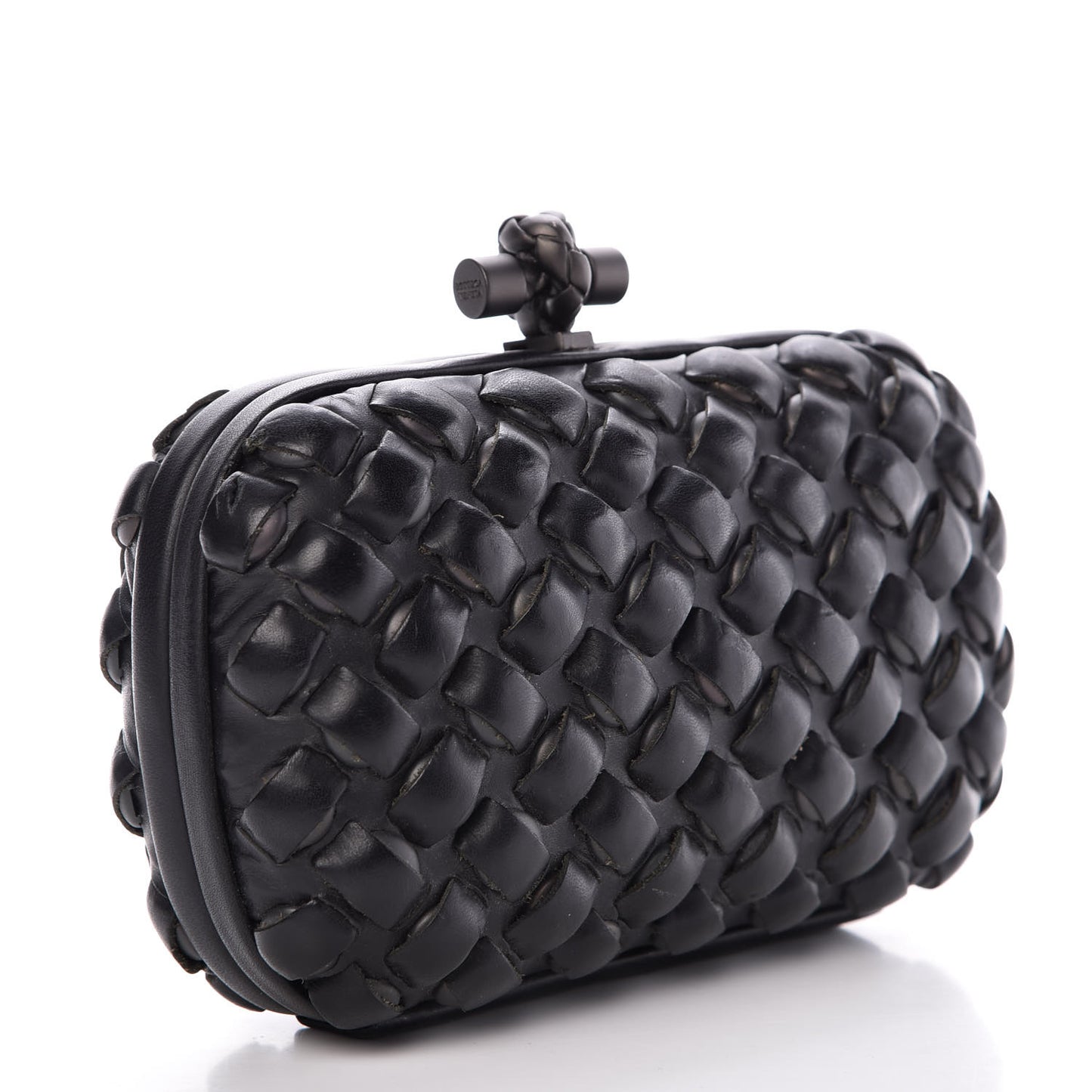 Nappa Intrecciato Studded Knot Clutch Black
