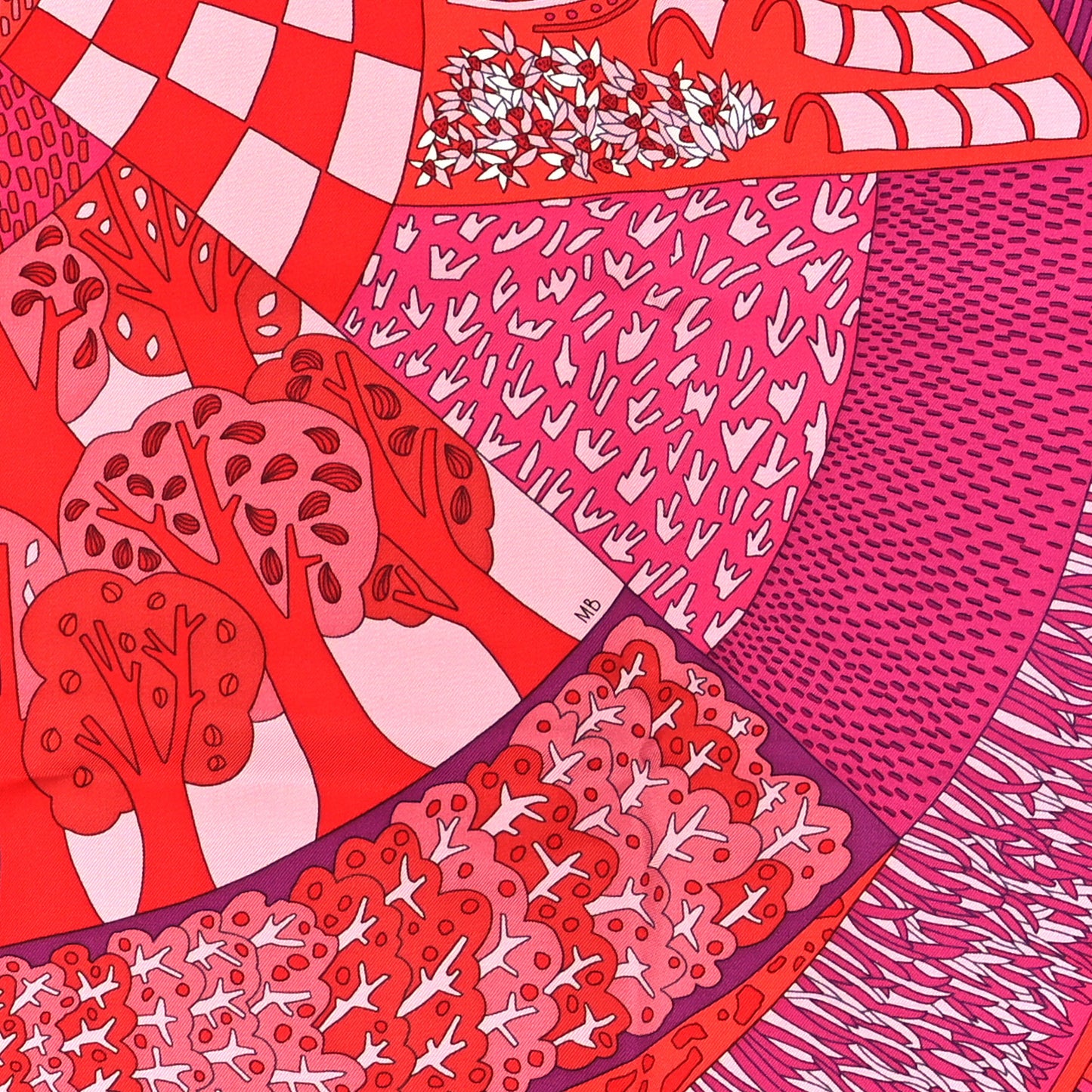 Silk A Travers Champs Scarf 90 Fuchsia Rouge Rose