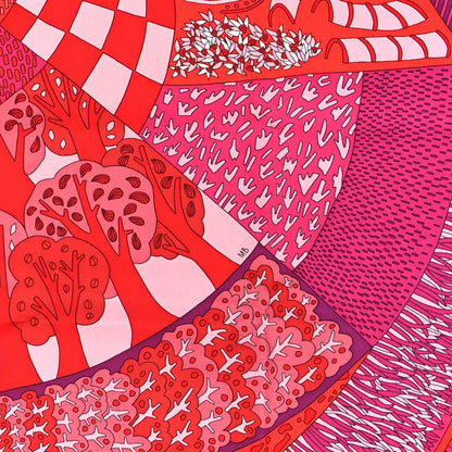 Hermes Silk A Travers Champs Scarf 90 Fuchsia Rouge Rose 2 of 4