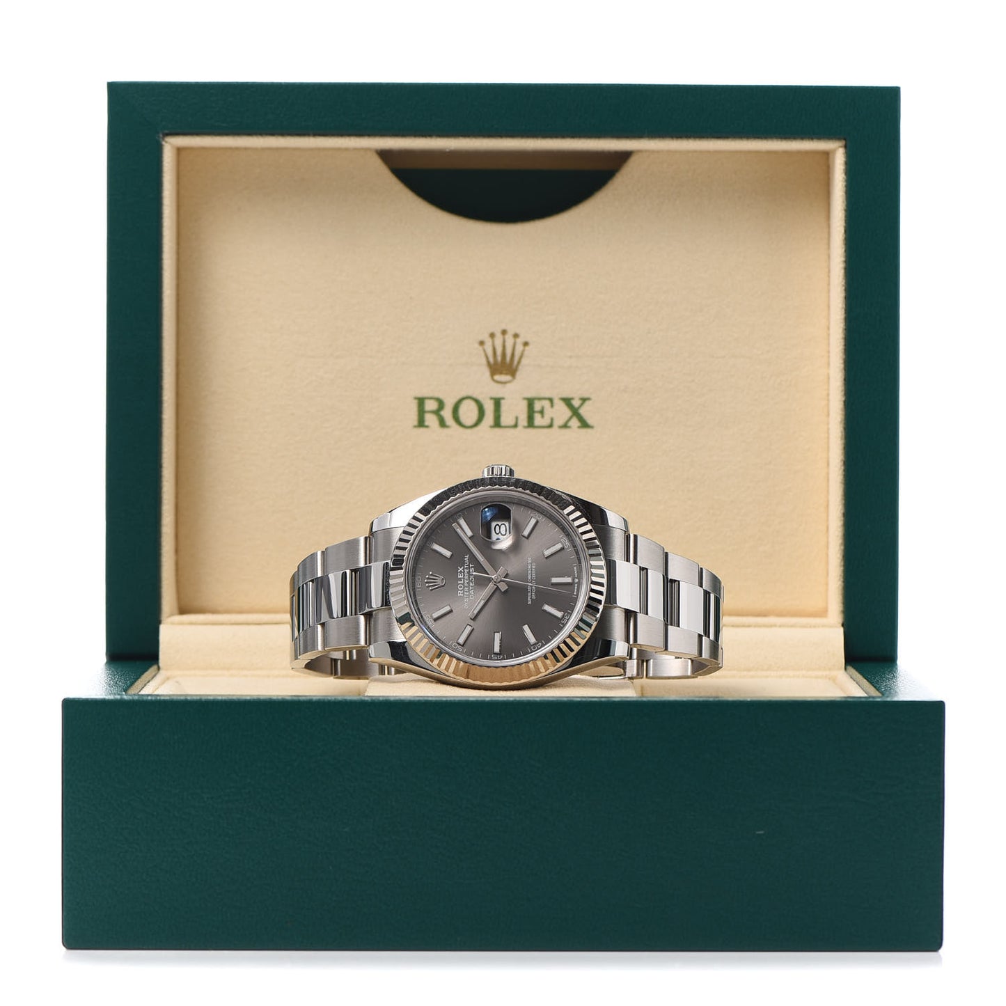 Stainless Steel 18K White Gold 41mm Oyster Perpetual Datejust Watch Slate 126334