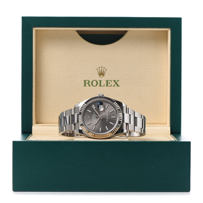 Rolex Stainless Steel 18K White Gold 41mm Oyster Perpetual Datejust Watch Slate 126334 6 of 6