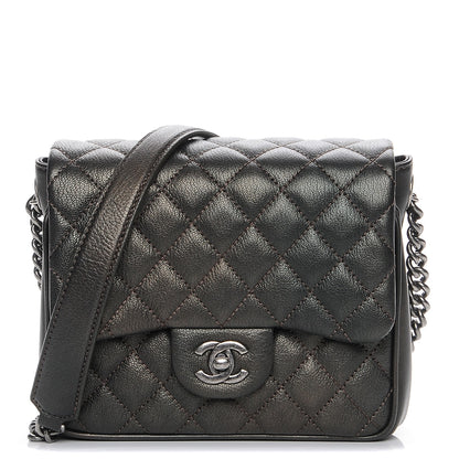 Chanel Metallic Goatskin Quilted Small Rock In Rome Flap Charcoal 1 of 8