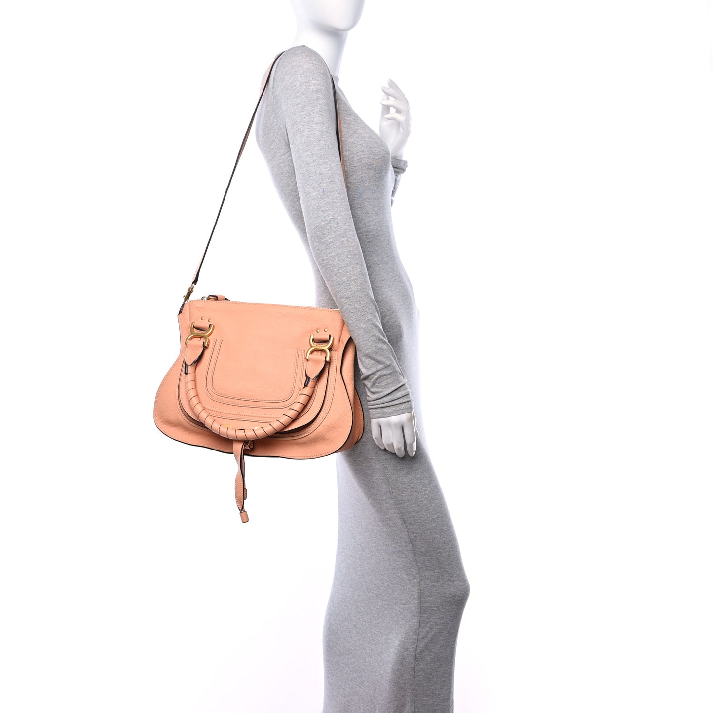 Calfskin Medium Marcie Satchel Terracotta Pink