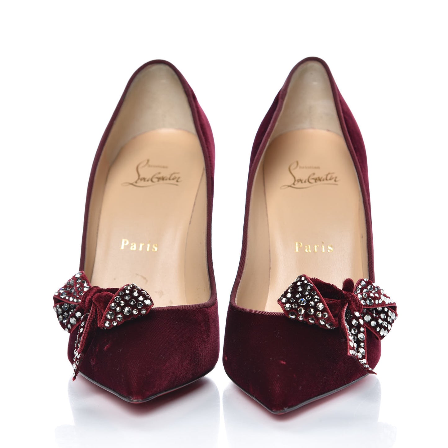 Velvet Madame Menule Bow 100 Pumps 35.5 Burgundy