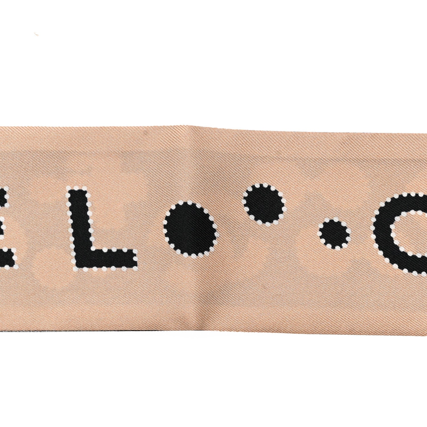 Chanel Silk CC Slim Bandeau Scarf Black Light Beige Ecru 5 of 5