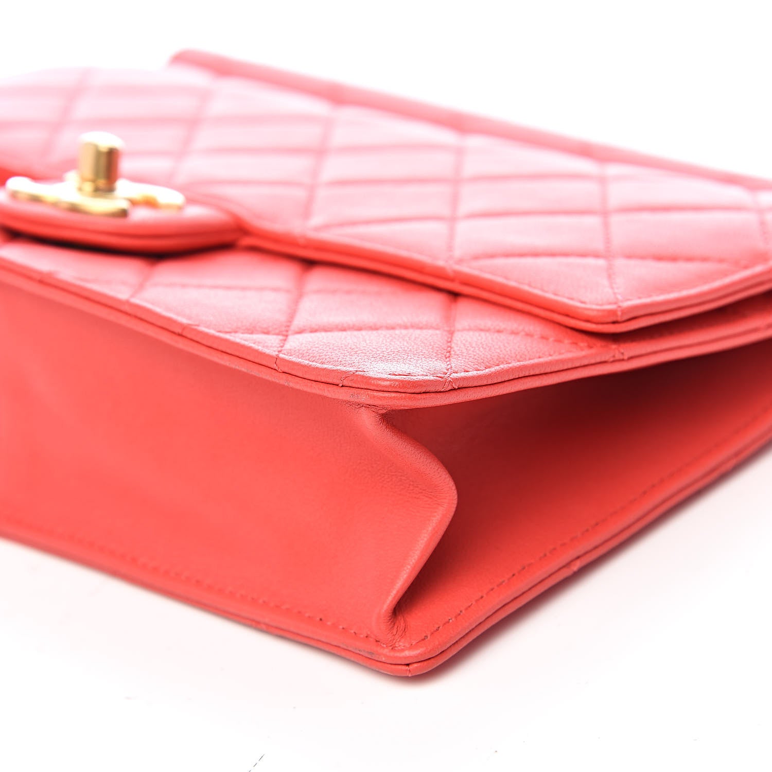 Chanel Lambskin Quilted Large Pearl Chain Flap Bag Red 10 of 12