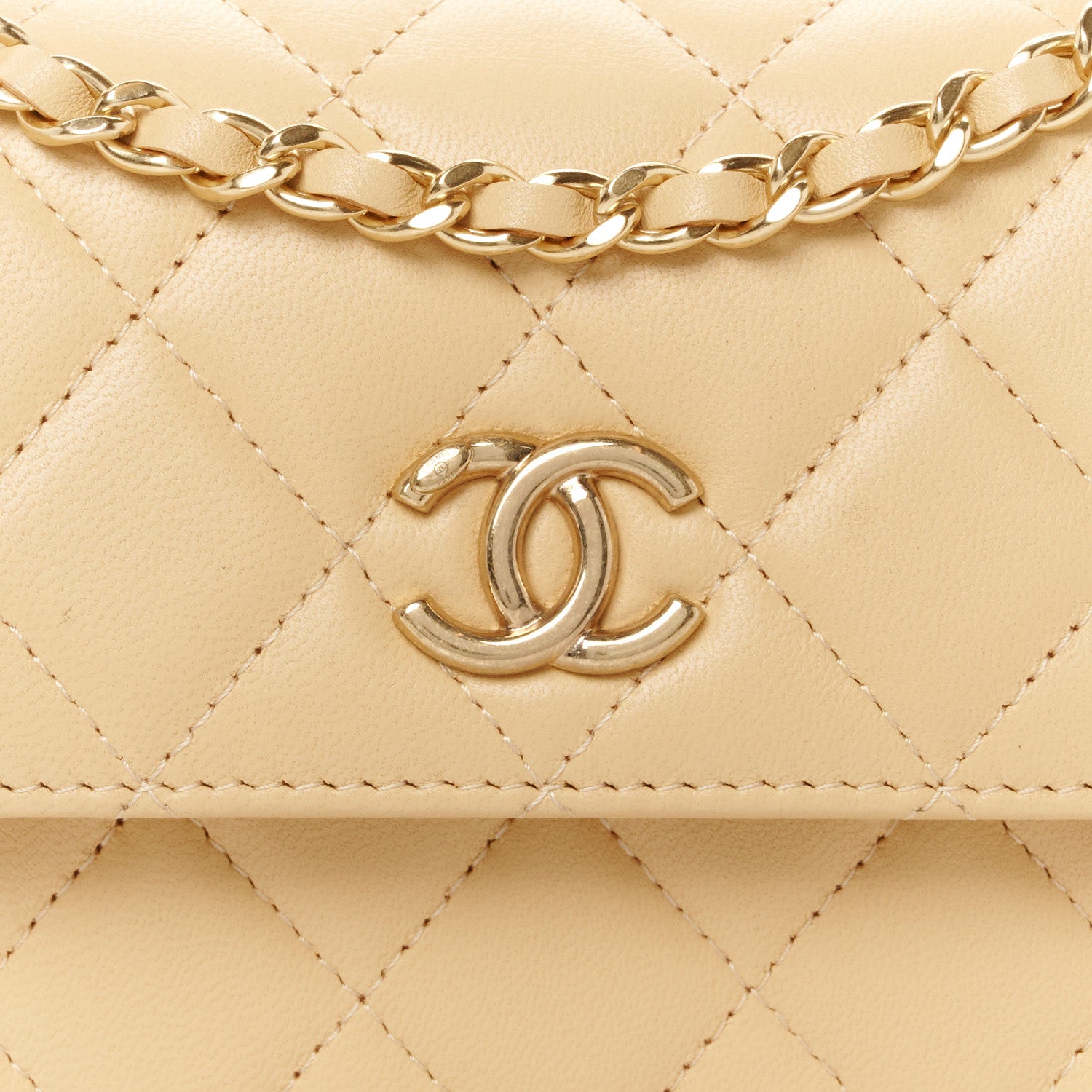 Chanel Lambskin Quilted Pearl Top Handle Flap With Chain Beige 9 of 11