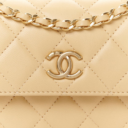 Chanel Lambskin Quilted Pearl Top Handle Flap With Chain Beige 9 of 11