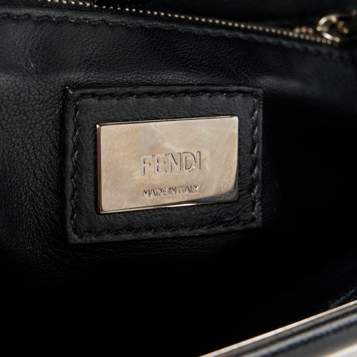Fendi Nappa Orchid Embroidered Mini Peekaboo Iconic Satchel Black 7 of 11