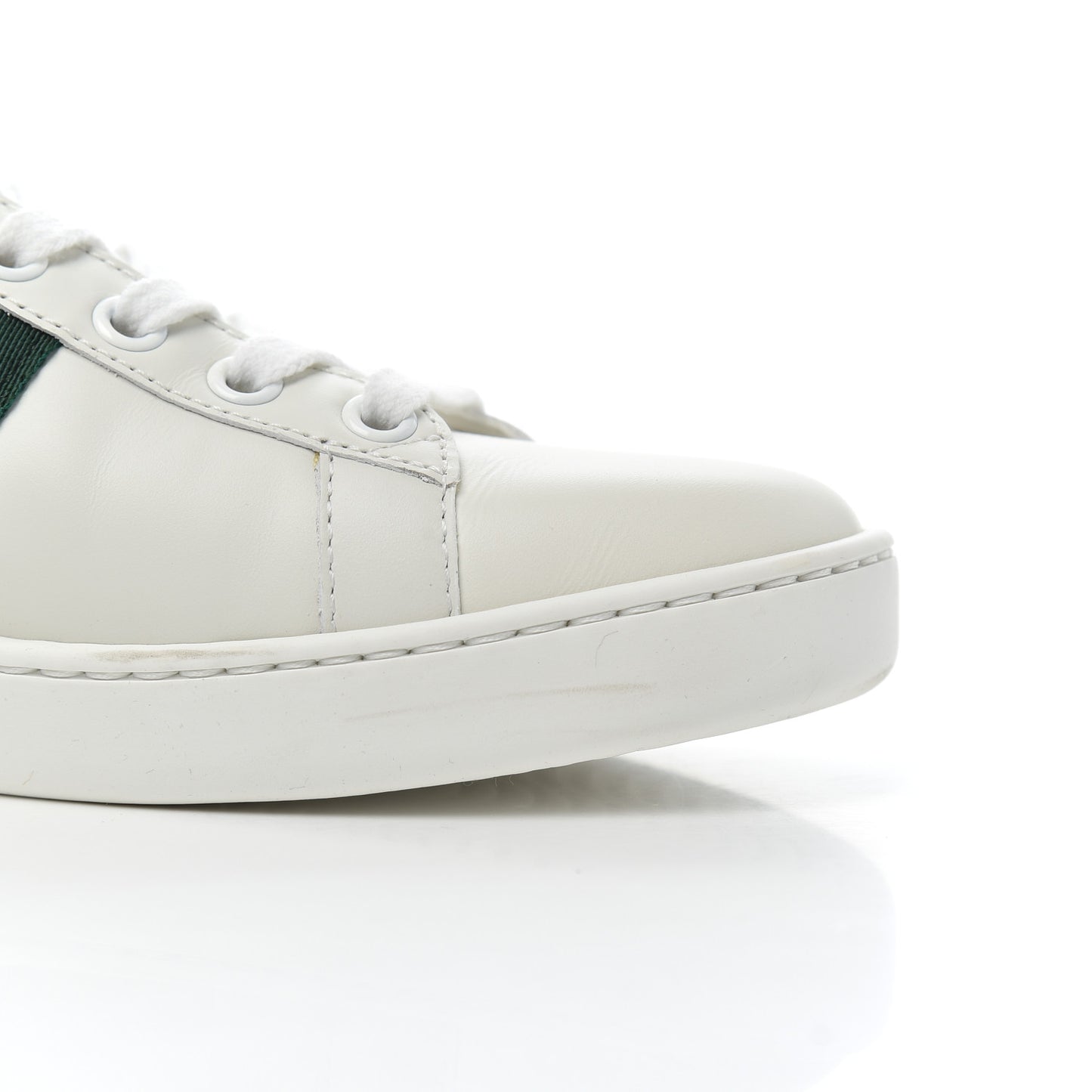Calfskin Ayers Bee Embroidered Womens Ace Sneakers 37.5 White Green