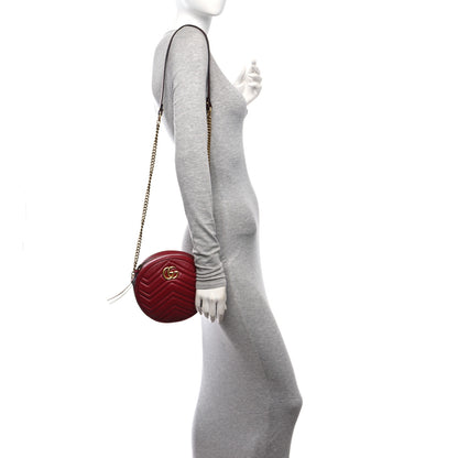 Gucci Glazed Calfskin Matelasse Heart Mini GG Marmont Round Shoulder Bag Romantic Cerise 2 of 12