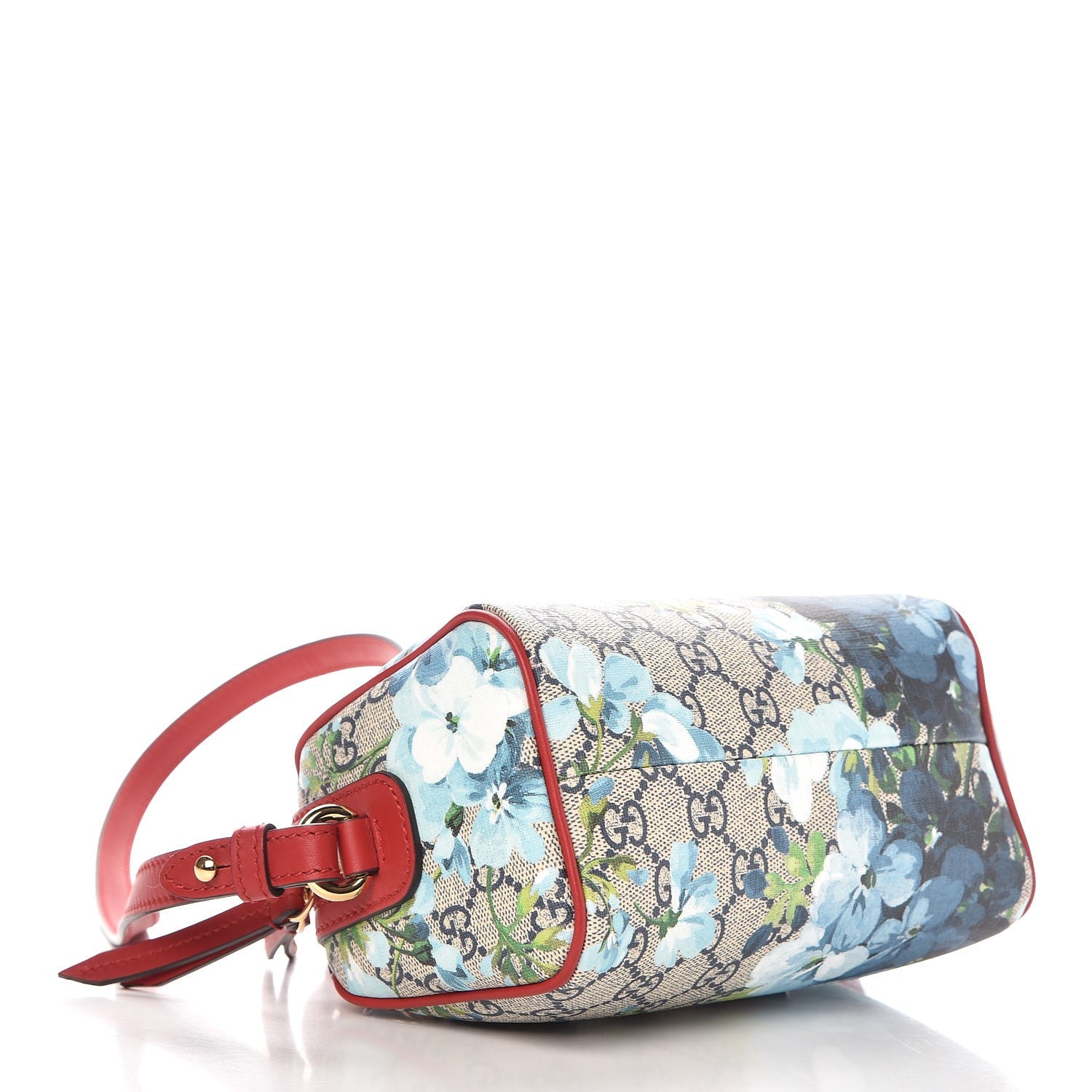 Gucci GG Supreme Monogram Blooms Mini Boston Navy Blue Hibiscus 4 of 9