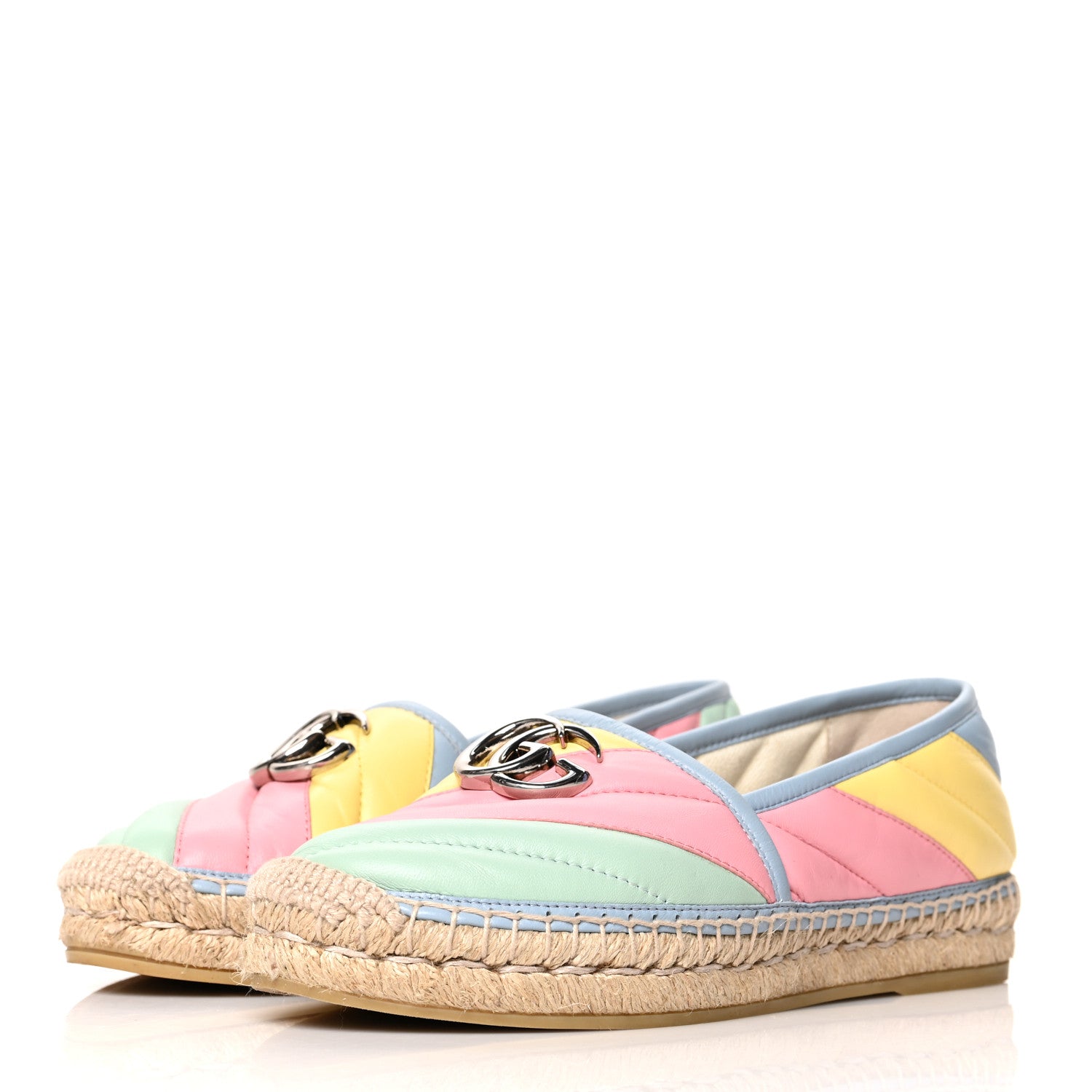 Gucci Nappa Matelasse Diagonal GG Marmont Espadrilles 36 Multicolor Pastel 3 of 7