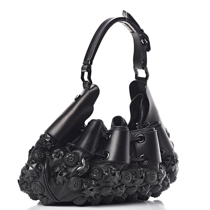 Burberry Calfskin Mason Warrior Studded Hobo Black 3 of 19