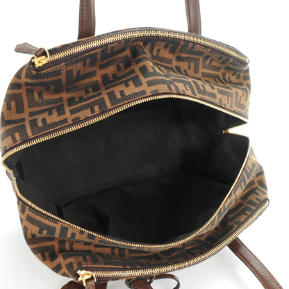 Fendi Zucca Vitello Artic Medium Double Zip Tote Tobacco Castagna 5 of 7