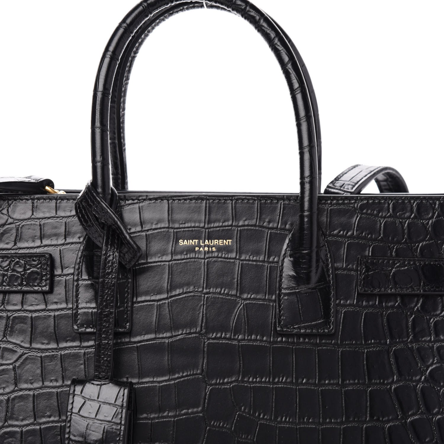 Saint Laurent Calfskin Crocodile Embossed Baby Sac De Jour Black 11 of 11