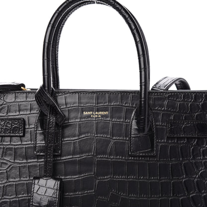 Saint Laurent Calfskin Crocodile Embossed Baby Sac De Jour Black 11 of 11