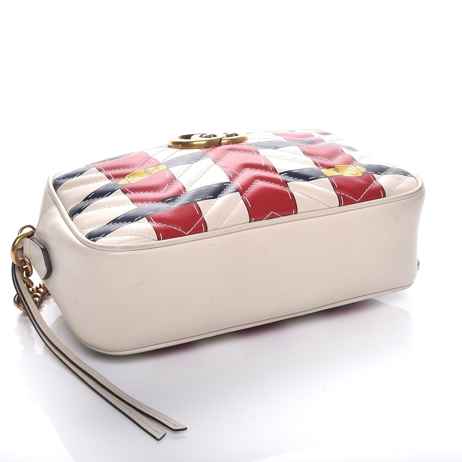 Gucci Calfskin Matelasse Trompe L'Oeil Print Small GG Marmont Chain Shoulder Bag White 4 of 9