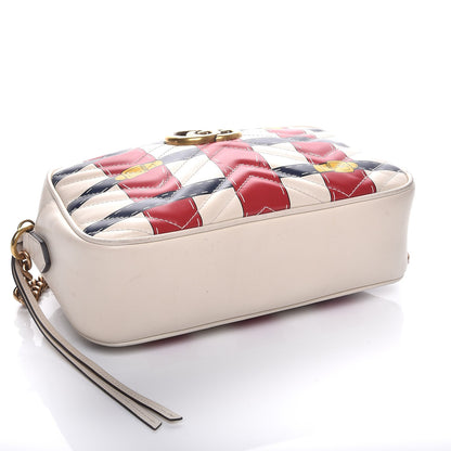 Gucci Calfskin Matelasse Trompe L'Oeil Print Small GG Marmont Chain Shoulder Bag White 4 of 9