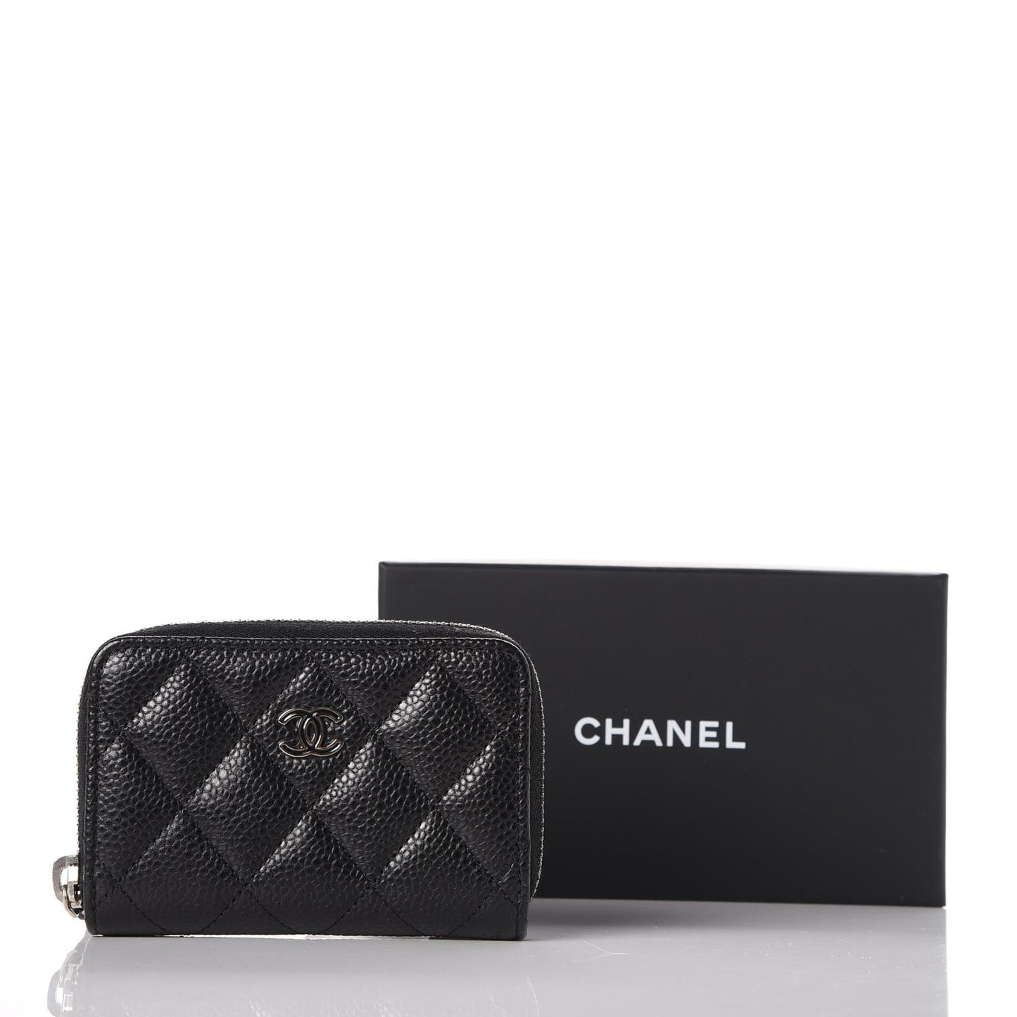 Caviar Quilted Zip Coin Purse Black