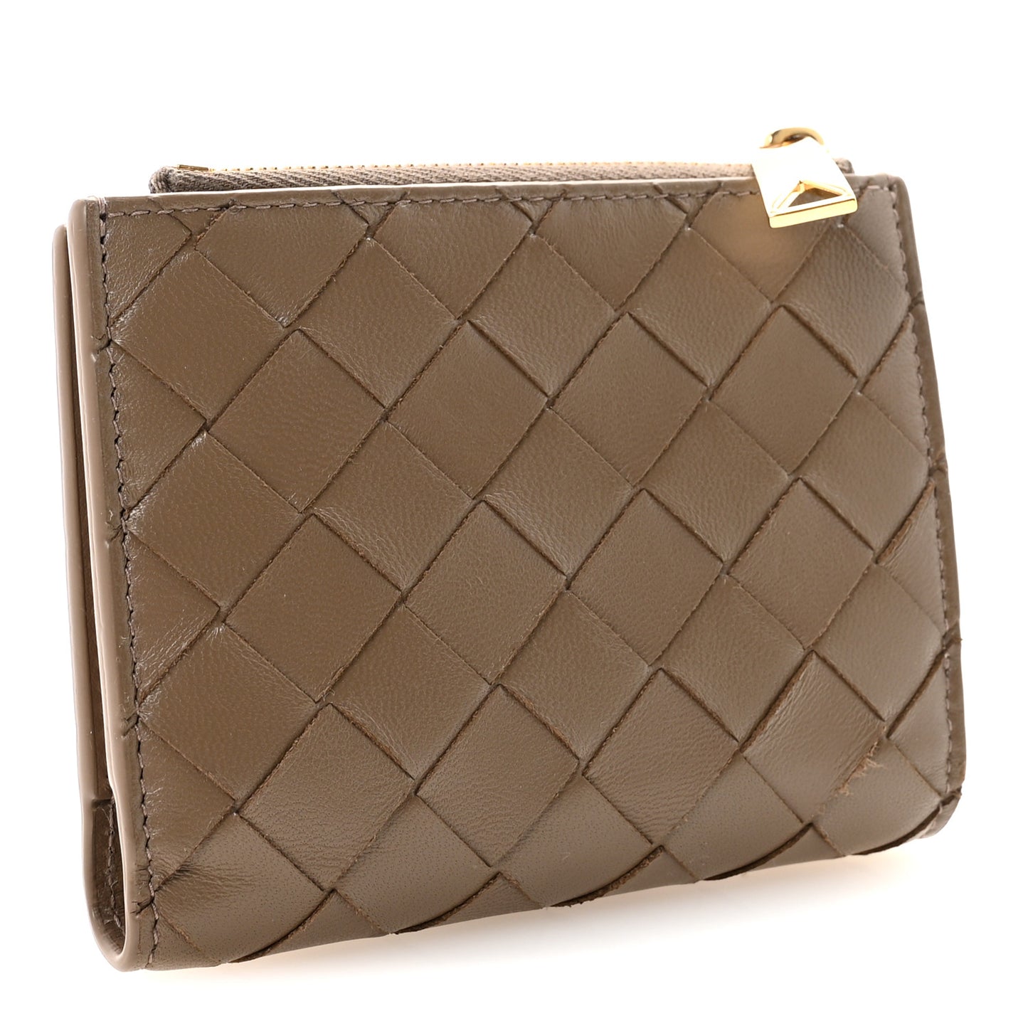 Nappa Intrecciato Small Bi-Fold Zip Wallet Pinecone
