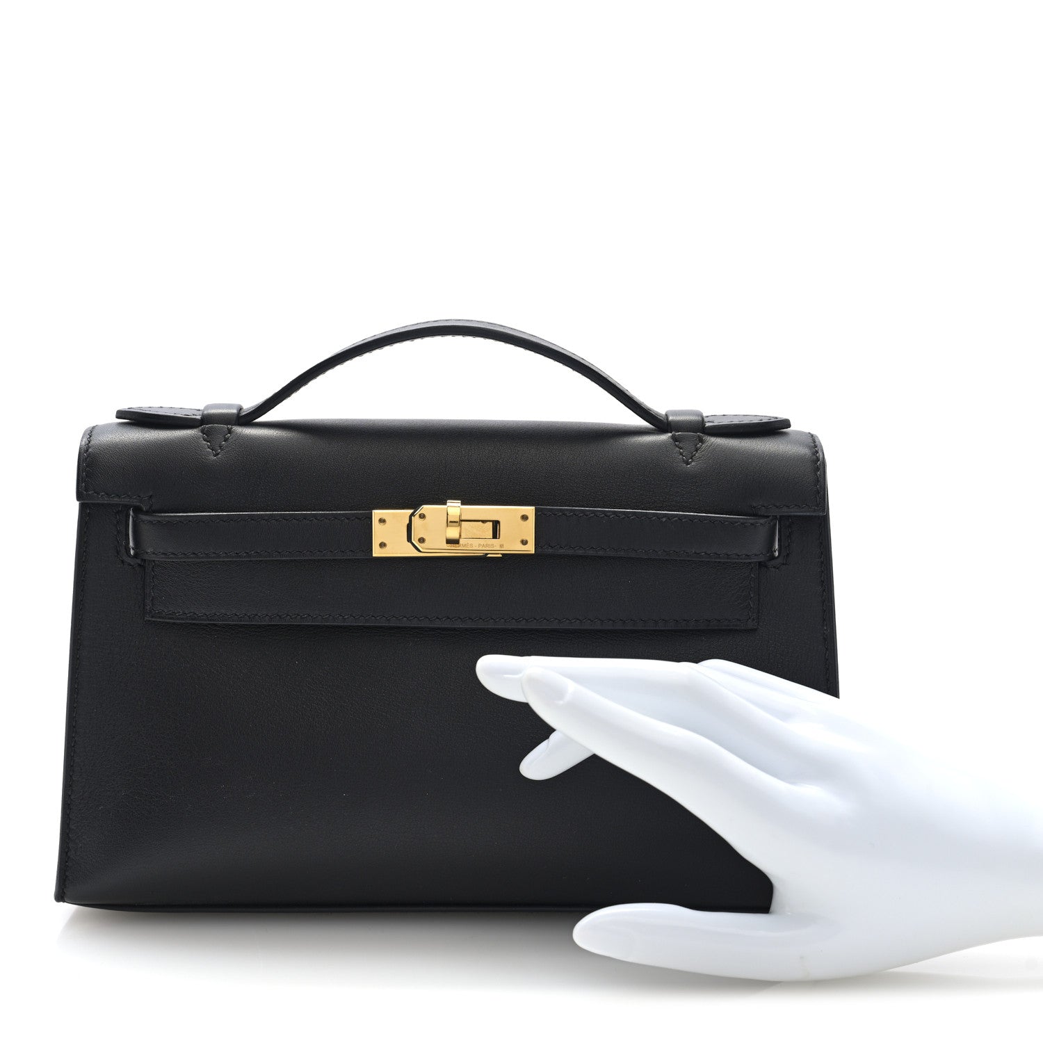 Hermes Swift Kelly Pochette Clutch Black 2 of 11