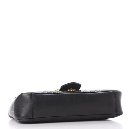 Gucci Calfskin Matelasse Medium GG Marmont Shoulder Bag Black 3 of 9