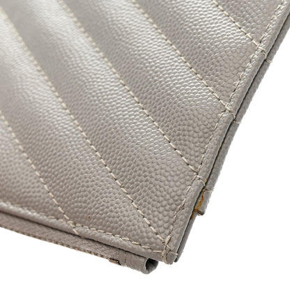 Saint Laurent Grain De Poudre Chevron Monogram Bill Pouch Granite 10 of 11