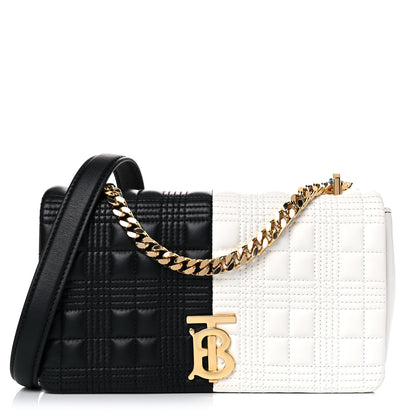 Burberry Lambskin Quilted Small Lola Bag White Black 1 of 13