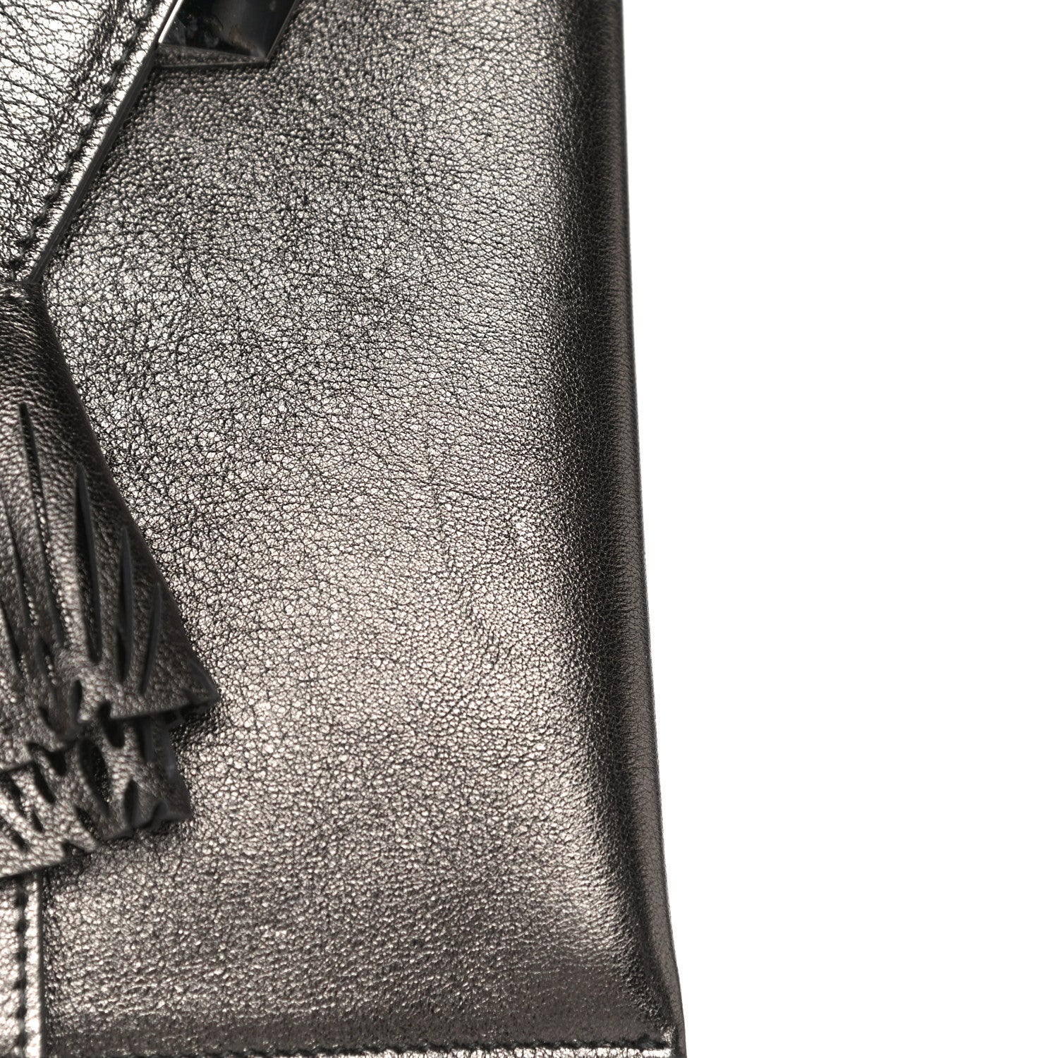 Jimmy Choo Calfskin Laser Cut Ruffled Isabella Clutch Gray 21 of 23