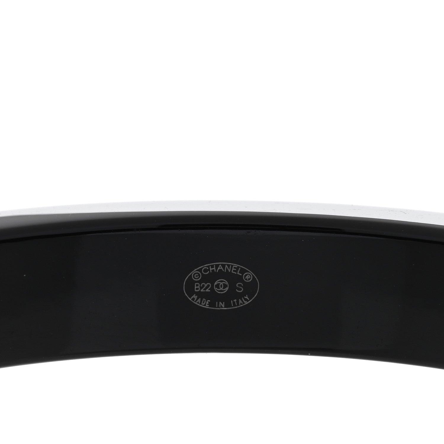 Chanel Resin Logo Bangle Bracelet Black White 3 of 3