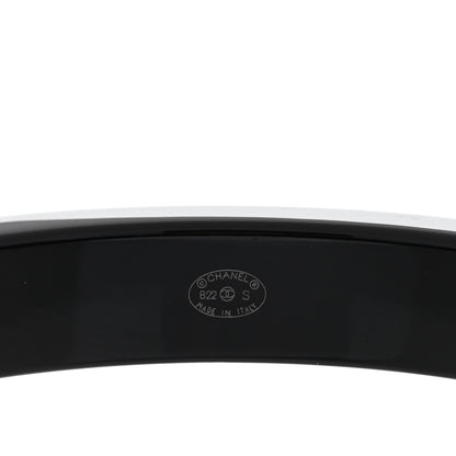 Chanel Resin Logo Bangle Bracelet Black White 3 of 3