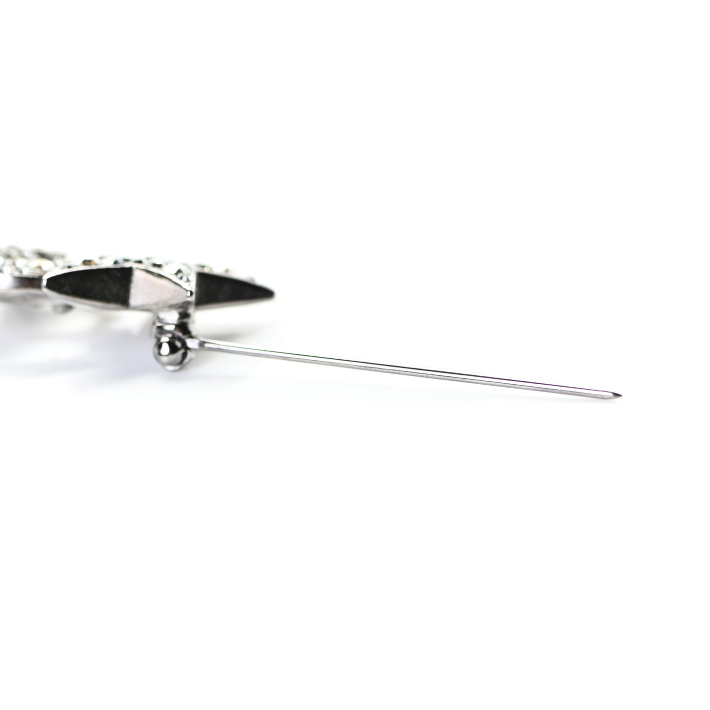 Ruthenium Crystal CC Moon Star Brooch Grey