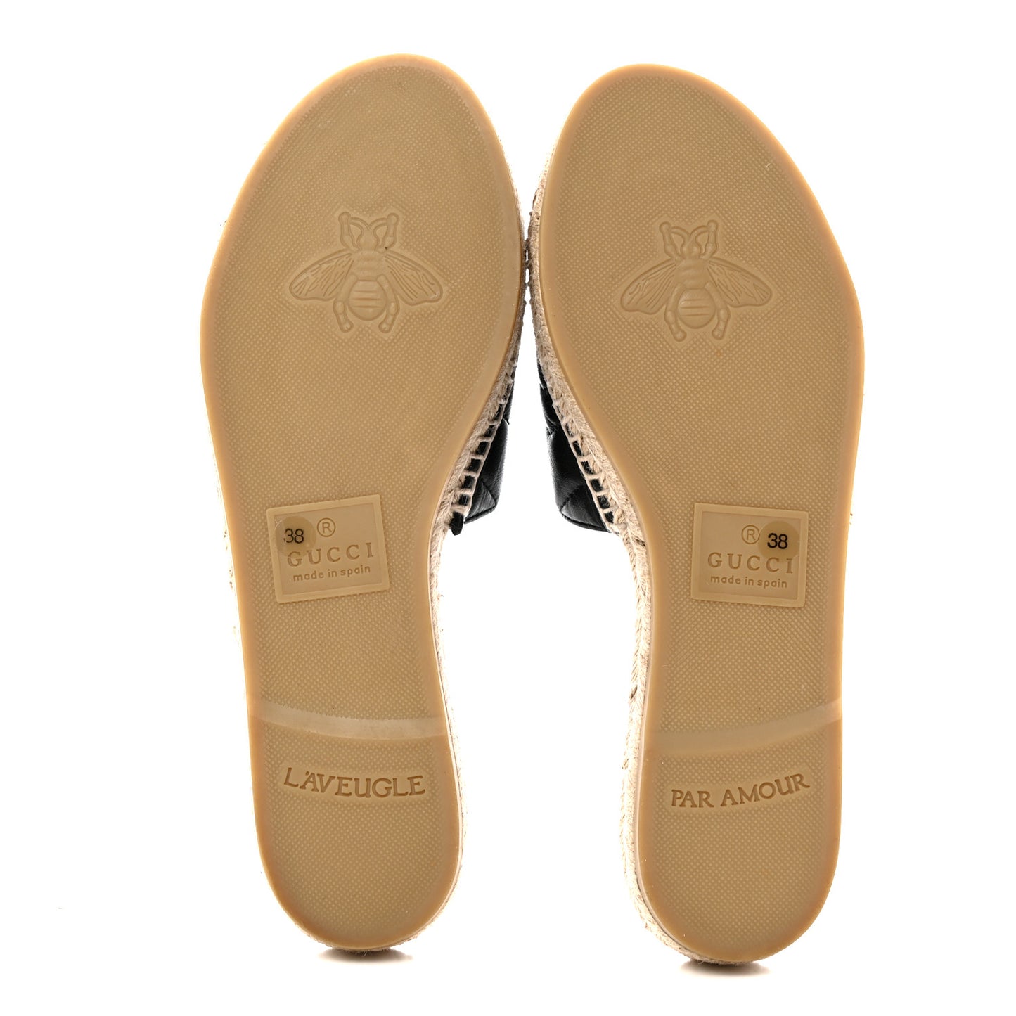 Nappa Matelasse GG Marmont Espadrille Slide Sandals 38 Black