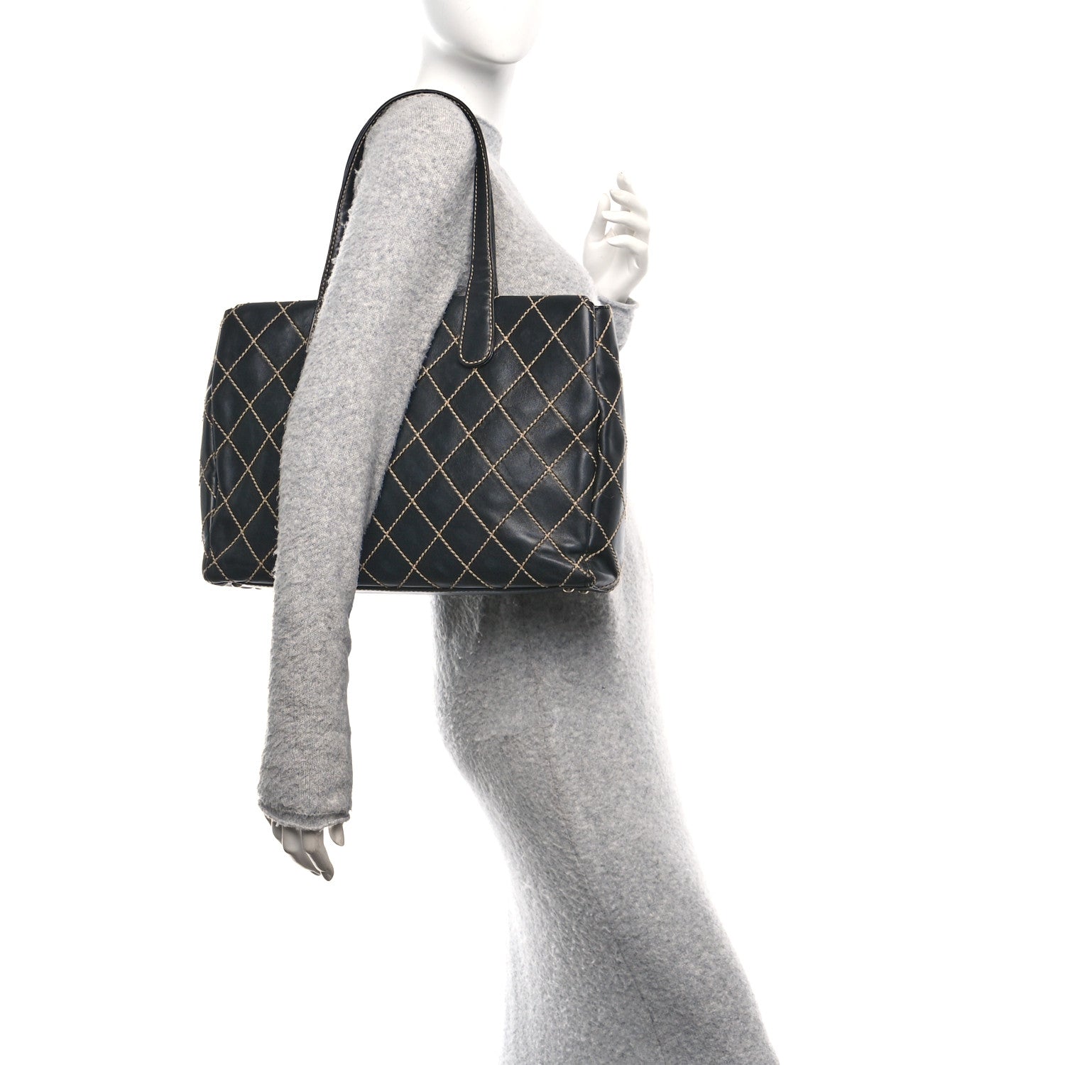 Chanel Calfskin Wild Stitch Large Tote Black 2 of 10