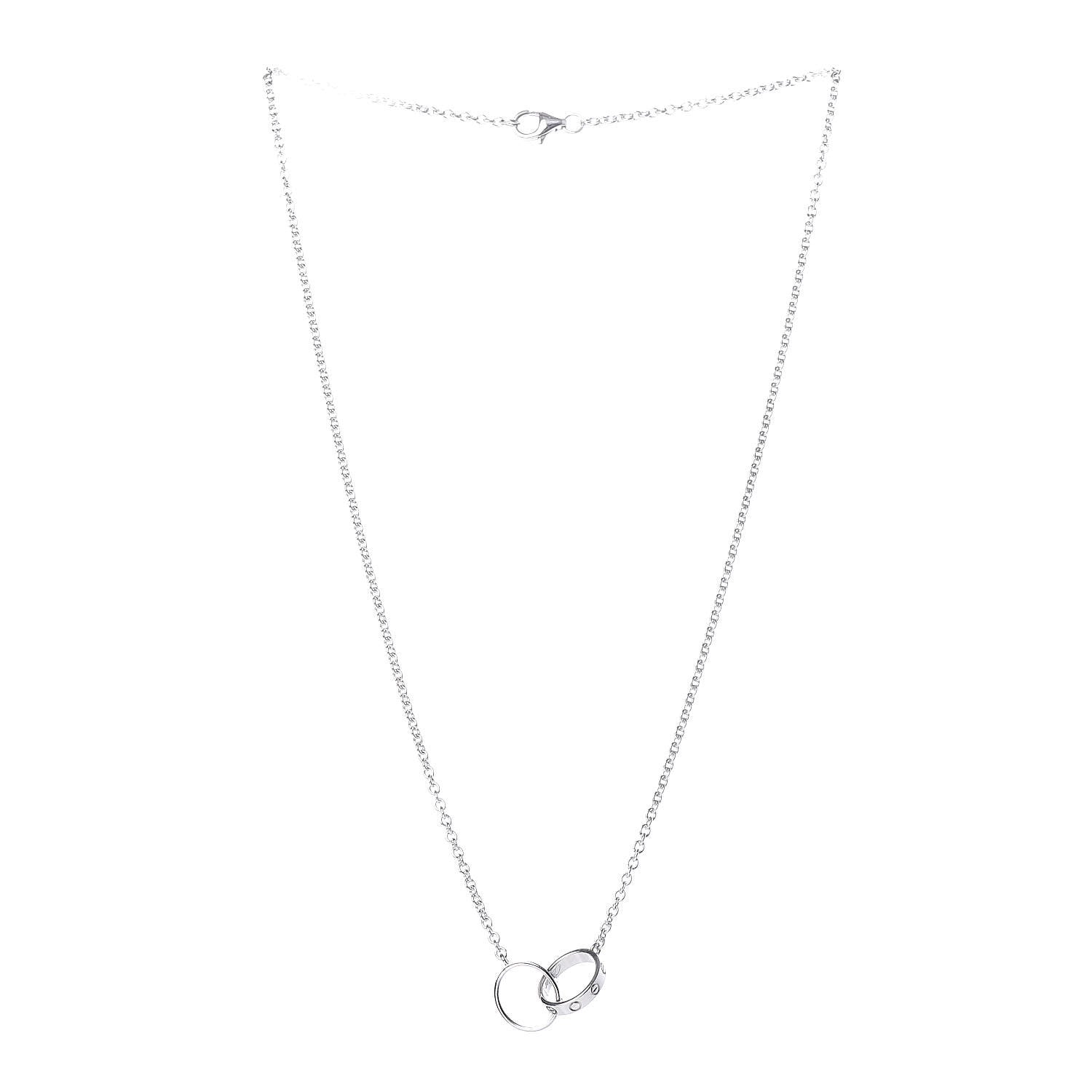 Cartier 18K White Gold Interlocking LOVE Necklace 3 of 7