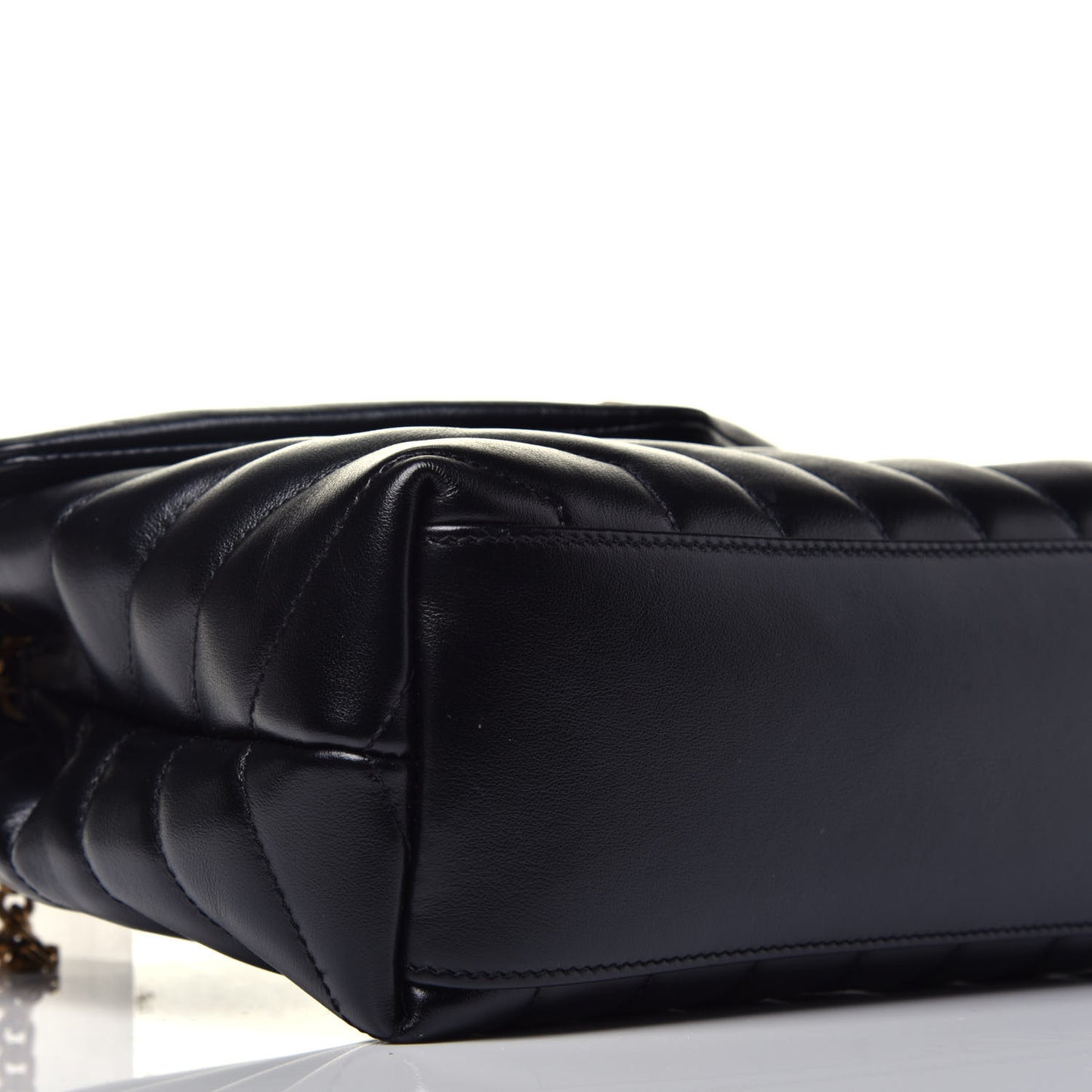 Calfskin Y Quilted Monogram Small Loulou Chain Satchel Black