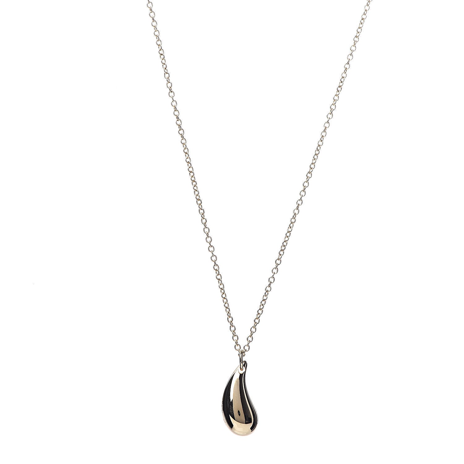 Tiffany 18K Yellow Gold 12mm Elsa Peretti Teardrop Pendant Necklace 1 of 7