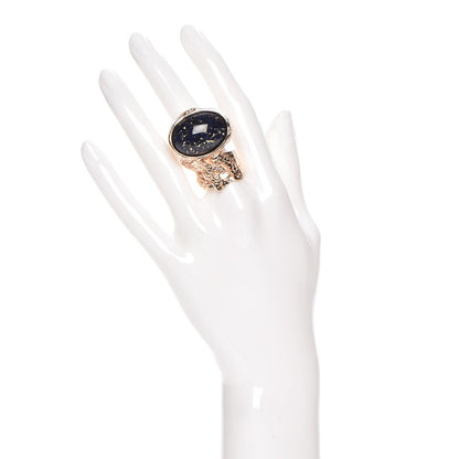 Saint Laurent Glass Cabochon Arty Ovale Ring 7 Rose Gold Lapis 2 of 5