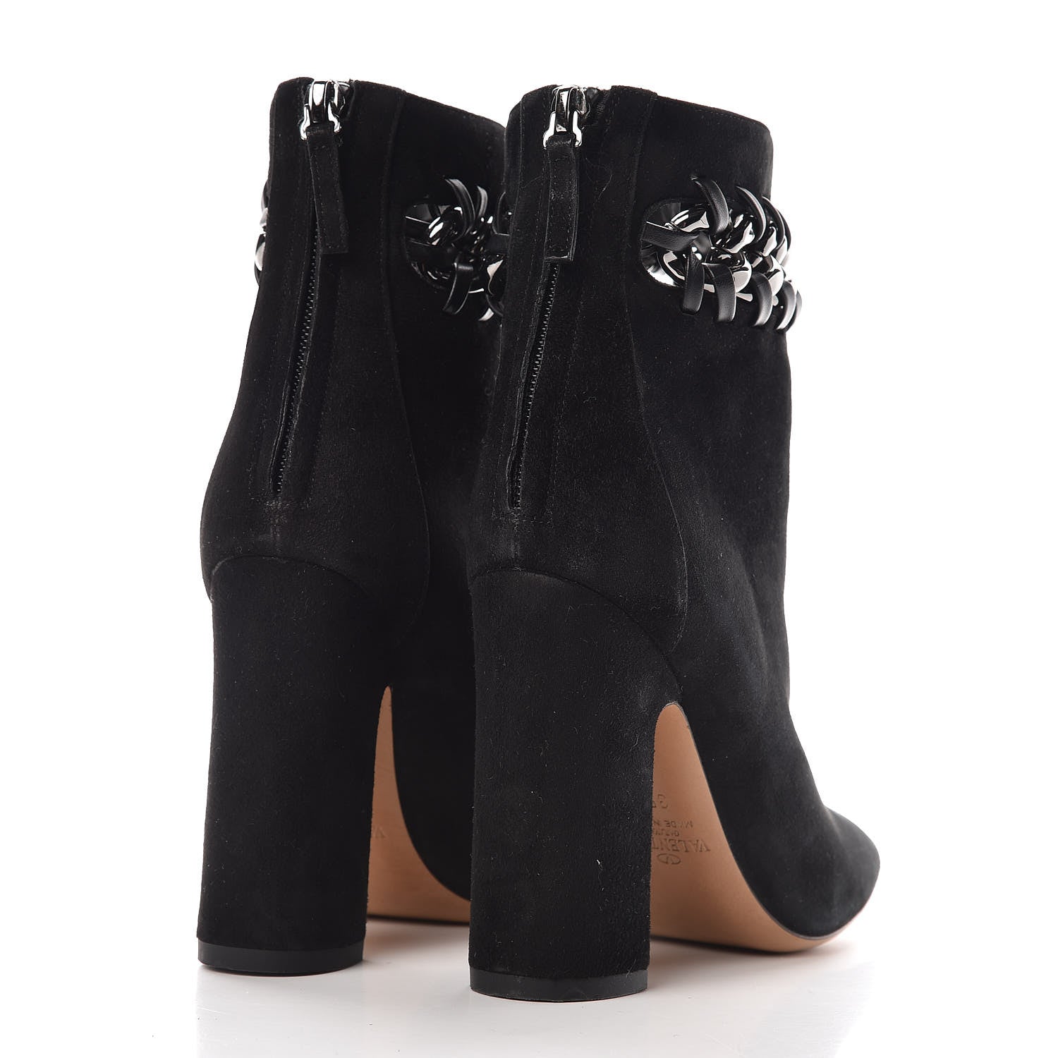 Valentino Garavani Suede Ankle Chain Boots 35.5 Black 4 of 15